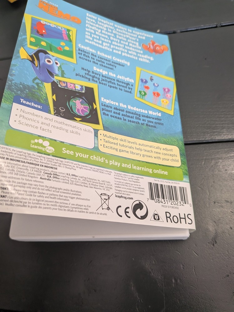 Leapster Learning Game Disney PIXAR Finding Nemo