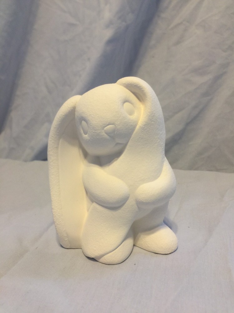 Bunny Lop Ear 5" Tall Rabbit Easter Ceramic Bisque Ready to Paint