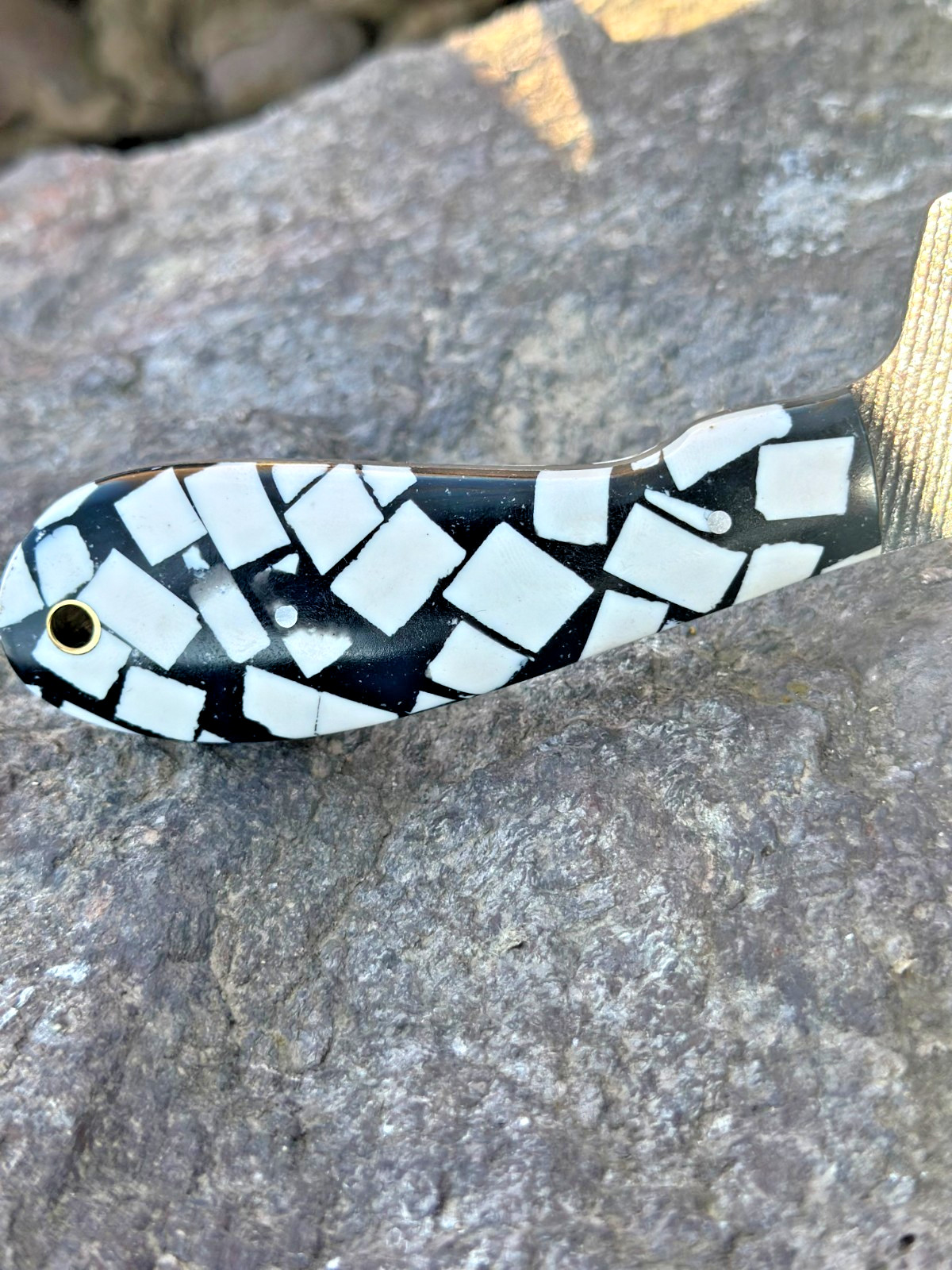 HAND FORGED RAIL ROAD BULL CUTTER/COWBOY KNIFE & RISEN HANDLE AH DAMASCUS-1234