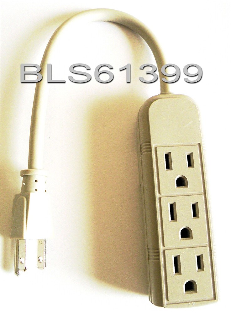 TWO Grounded Electric 3 Outlet POWER STRIPS Splitters Triple Wall Plug Adapters
