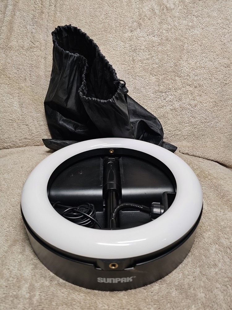 Portable LED Ring Light Self-Storing Vlogging Kit Sunpak Folding