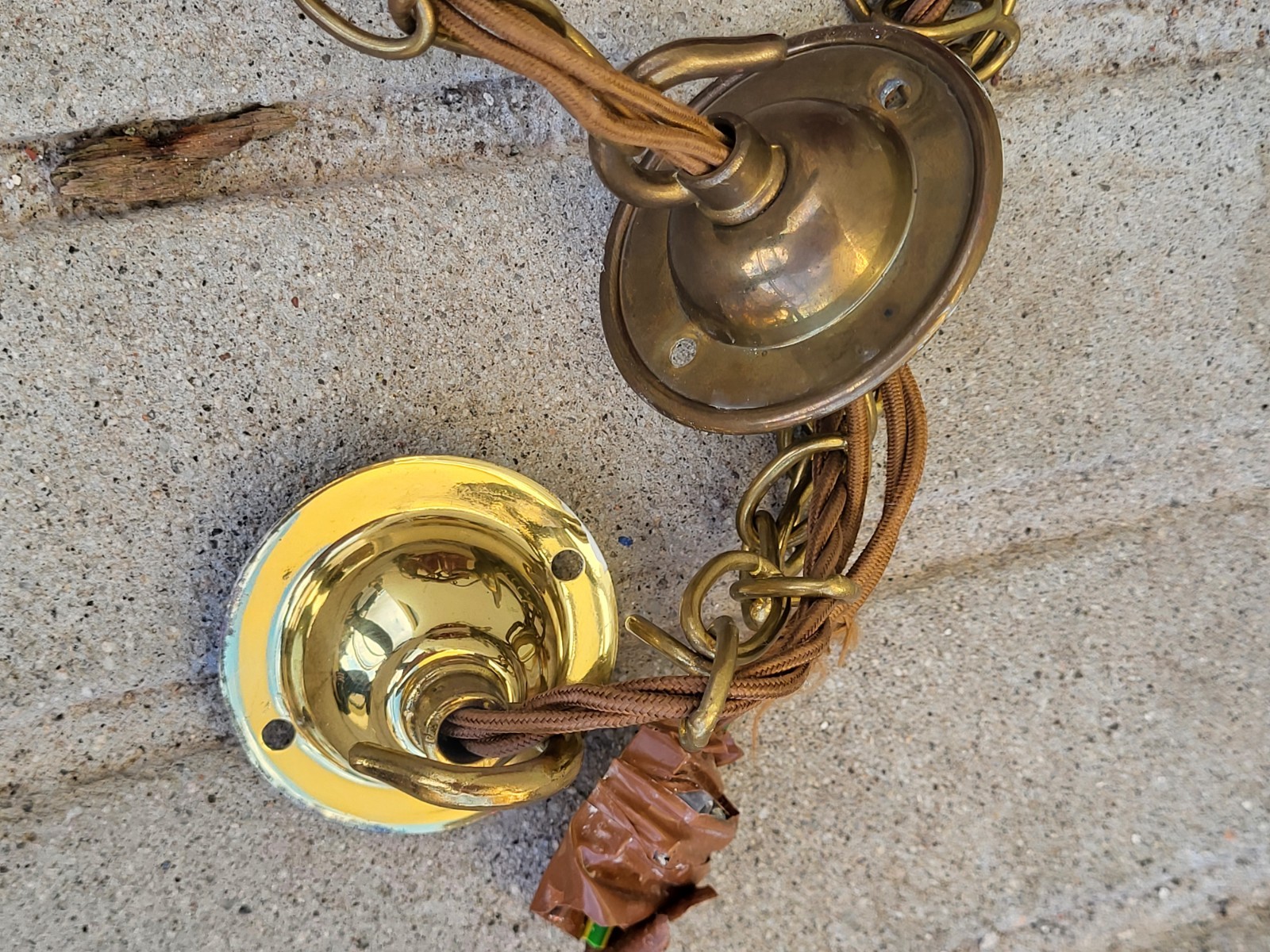 Set Of 4 Vintage Cranberry Swirl Glass Pendant Lamps, Ceiling Roses, Chains
