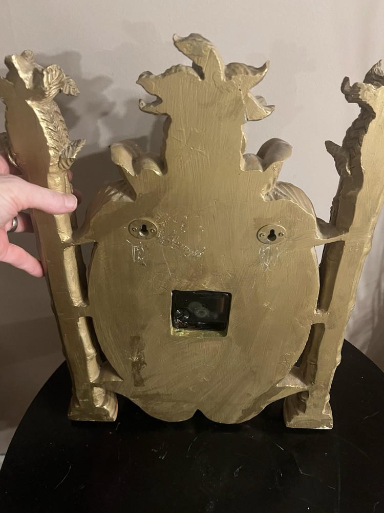 ANTIQUE Plaster Pineapple Vintage WALL CLOCK -