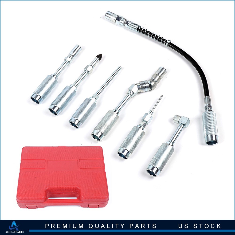 ?7 pcs Grease Gun Adapter Fitting Set Lubrication Hose Replacement Kit
