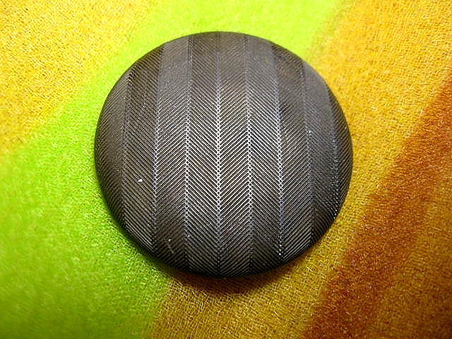 Antique Goodyear Rubber Button Brown Stripe Herringbone Pattern 1   1/8"
