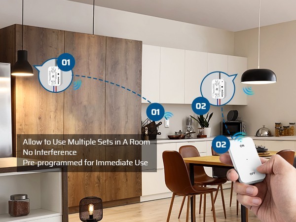 DEWENWILS Wireless Light Switch&Receiver Kit 15A Hight Power Remote Light Switch