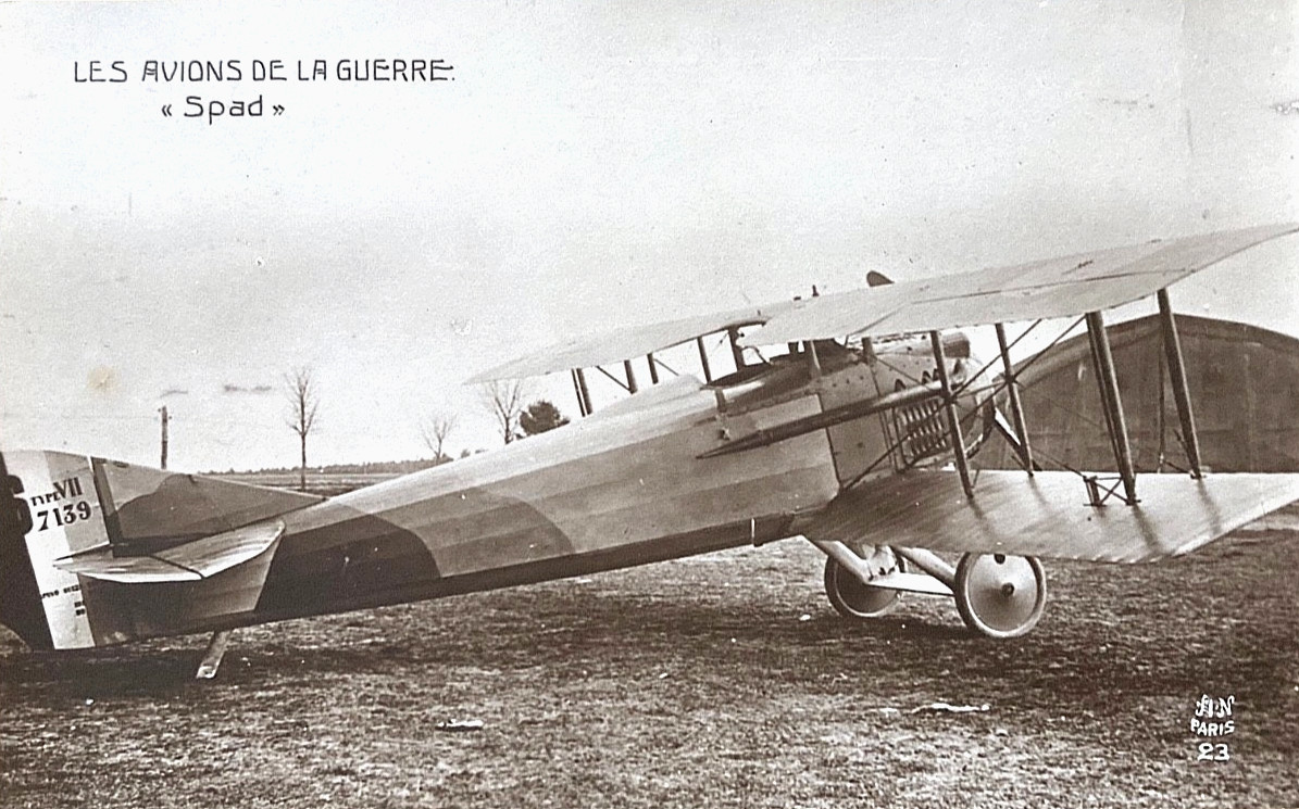 ORIGINAL! WW1 FRENCH SPAD TYPE S.VII FIGHTER #7139 PHOTO POSTCARD RPPC