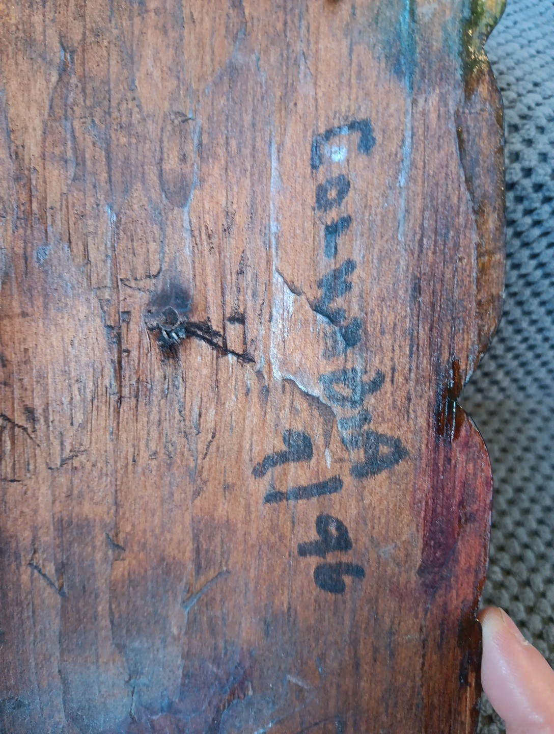 Handcarved Painted Tribal Aztec Mayan Wall Hanging 9x6 With Lizard, Iguana 3D