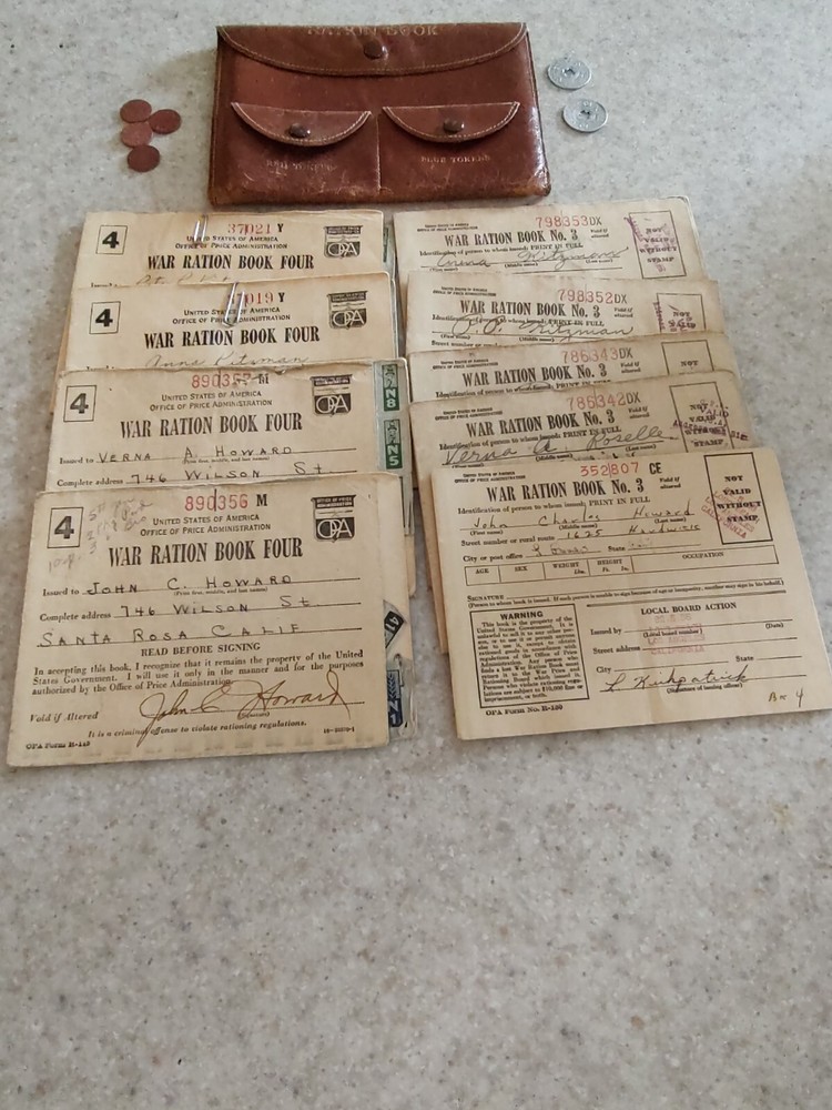 ANTIQUE WWll Ration Stamps And Wallet.