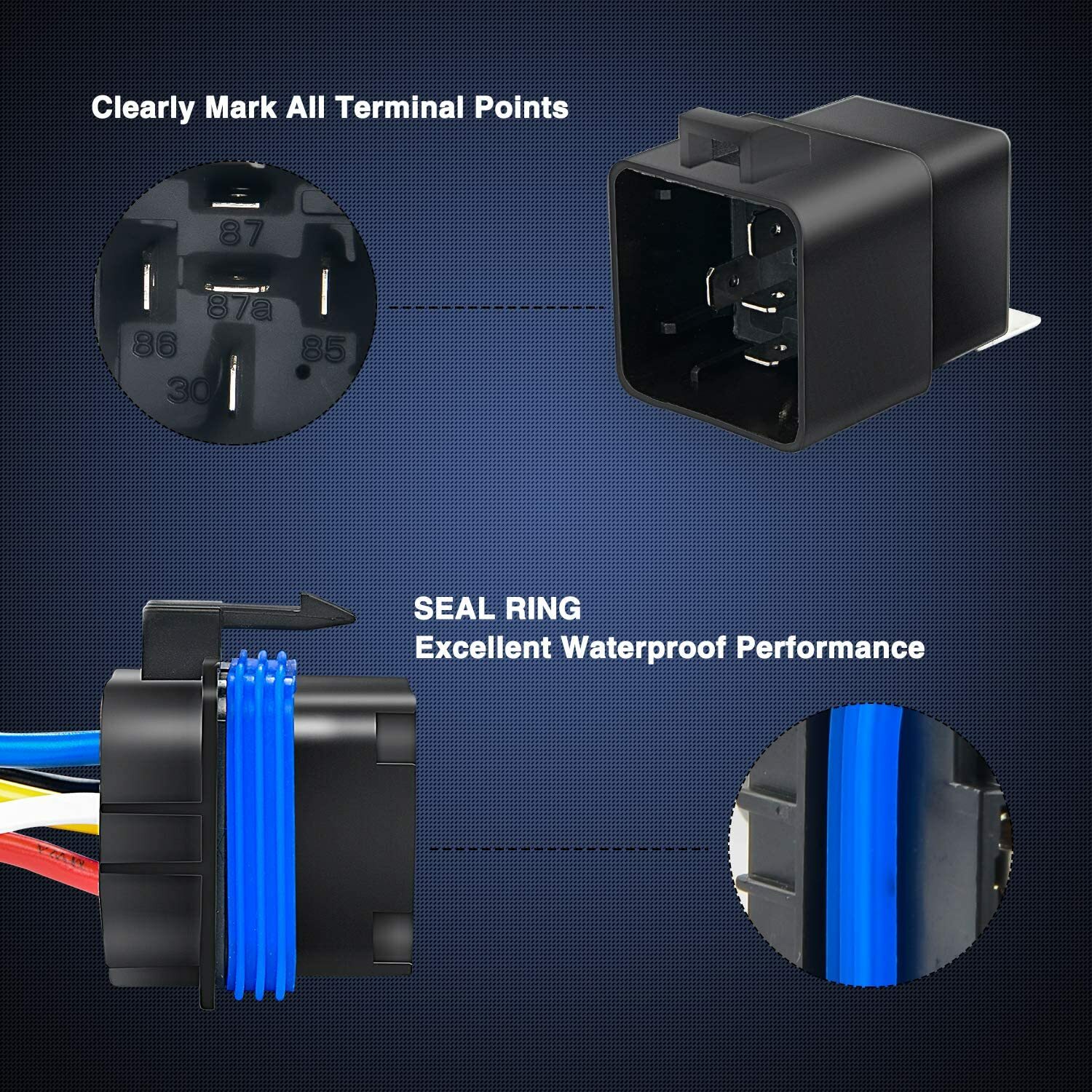 Nilight Auto Waterproof Relay & Harness 40/30 AMP12 AWG Tinned Copper Wires Kit
