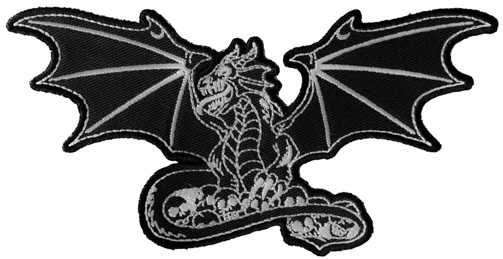 Dragon with Skulls Patch - 5x2.5 inch - P6226