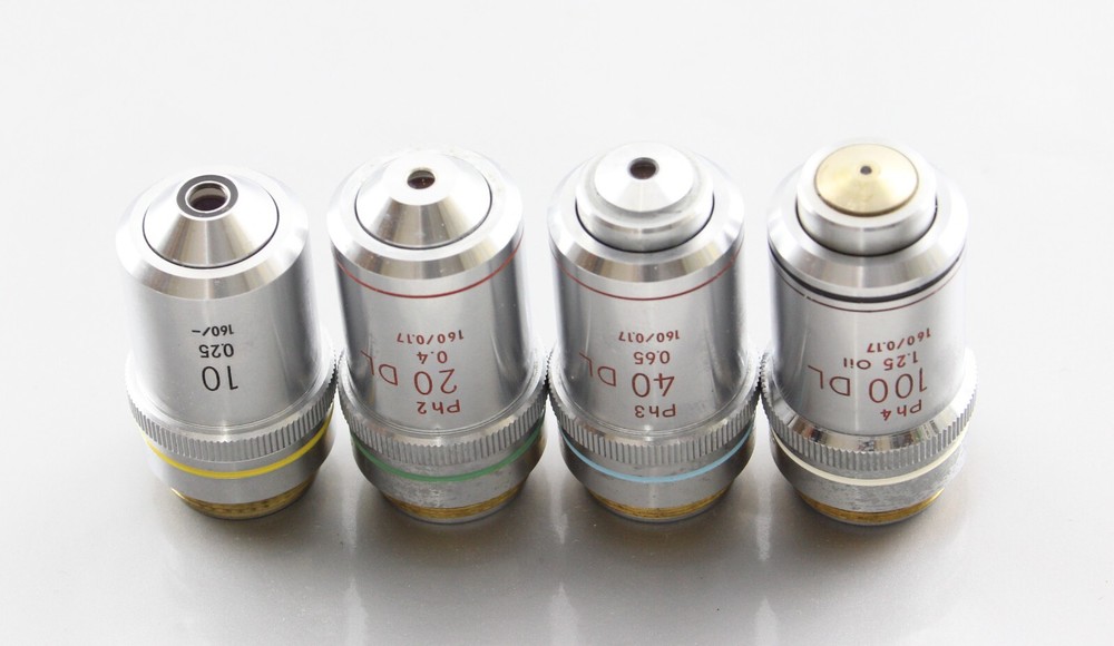 Nikon Microscope 1.25 Phase Contrast Condenser Objective Set Optiphot Labophot