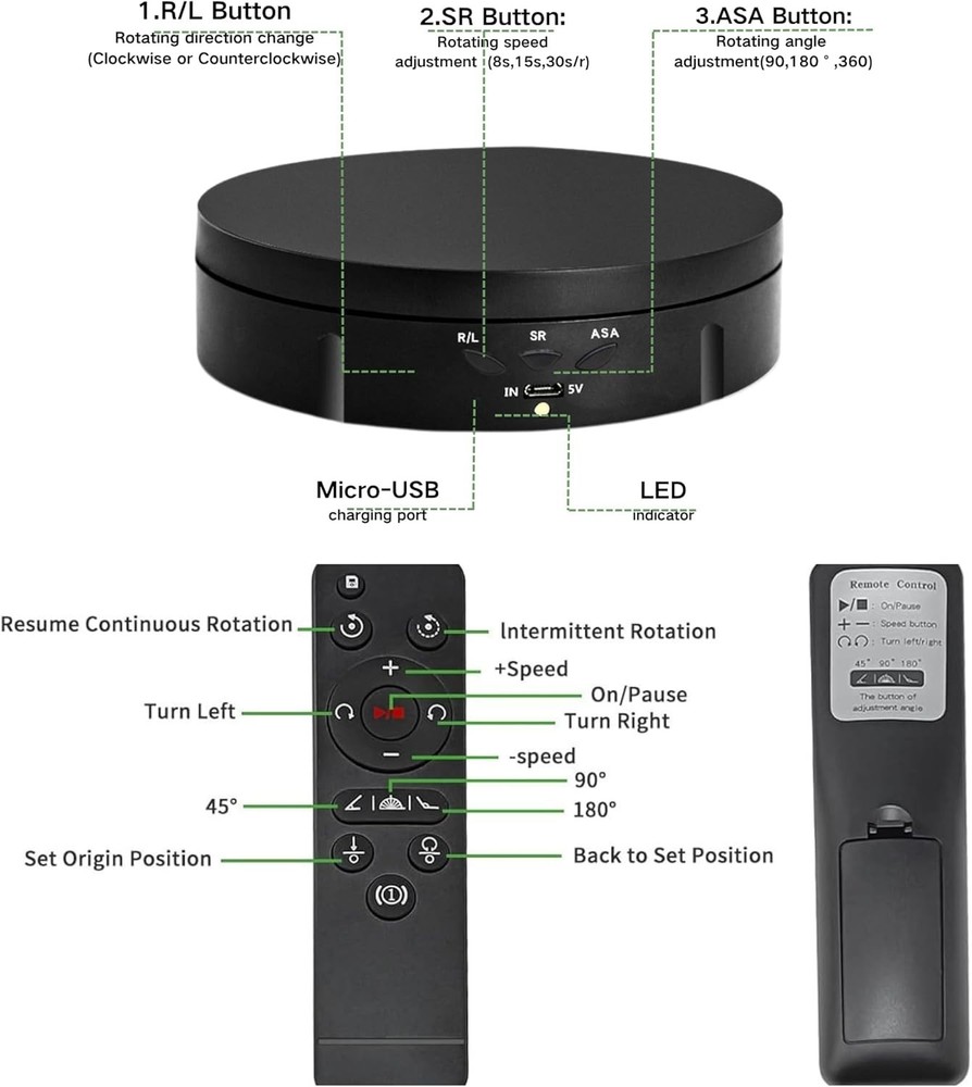 Luxury Rotating Turntable Display Stand - 5 Colors Backgrounds & Remote Control