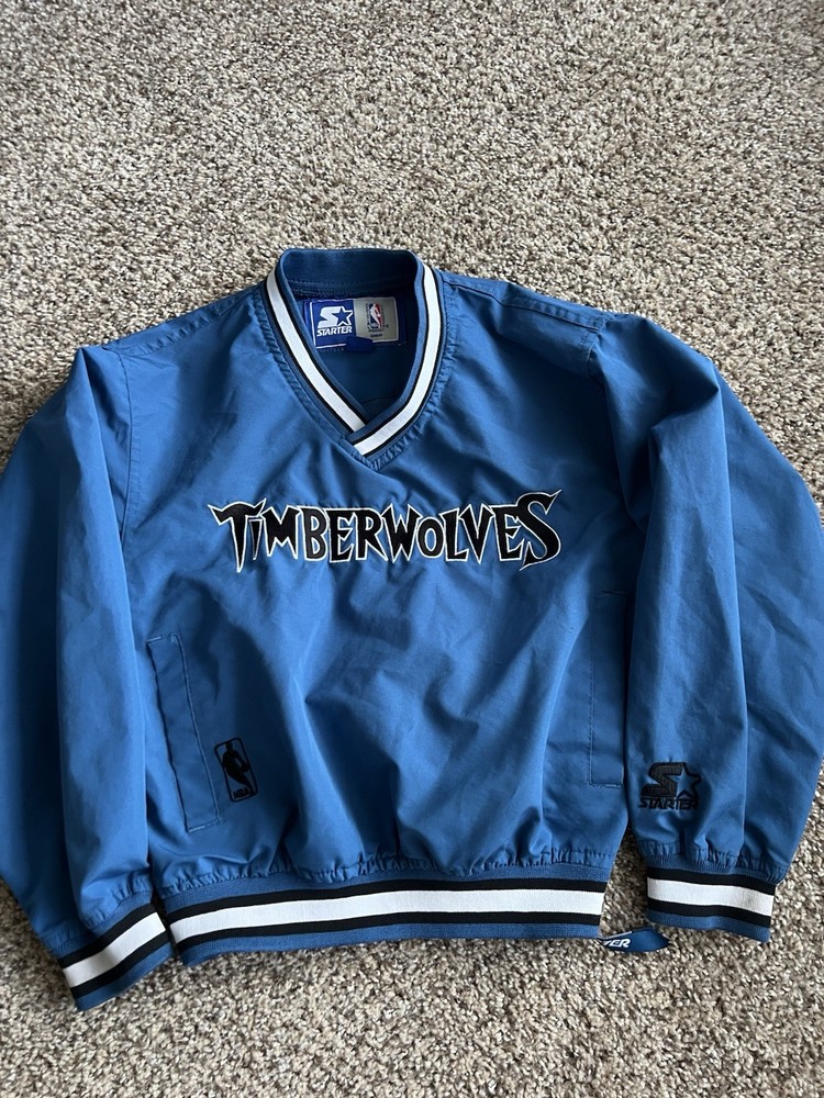 Vtg Minnesota Timberwolves Starter Pullover Jacket Boys Small