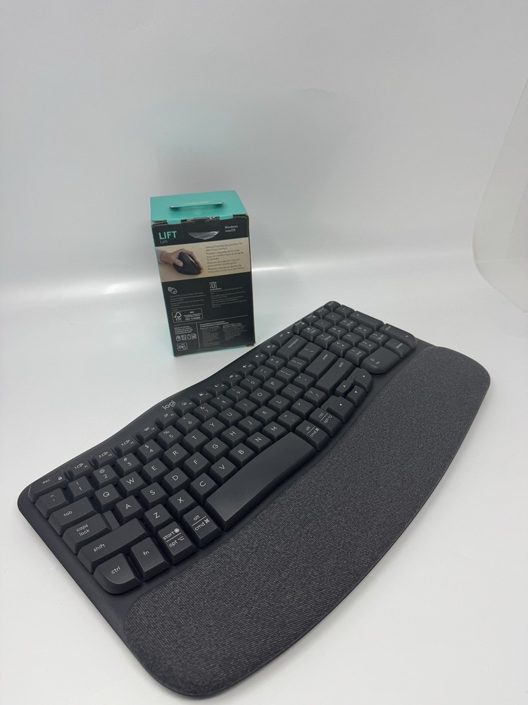 Logitech Wave Keys and Lift Left Vertical Mouse Wireless Ergonomic Keyboard