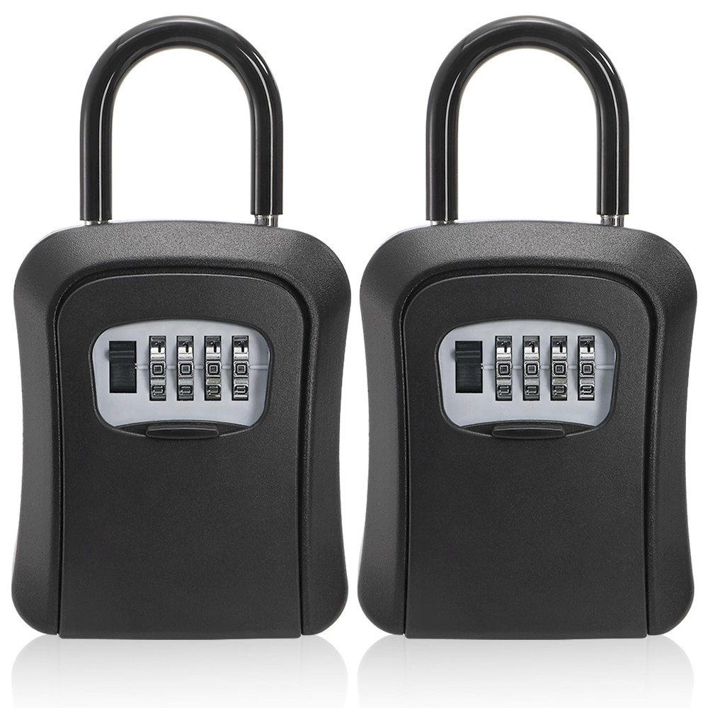 2 Pack Key Lock Box Wall Mount Waterproof 4-Digit Combination Key Safe Garage