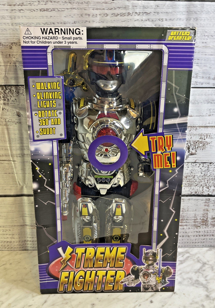 Extreme Fighter Robot Walking Blinking Lights Rotating 360 & Shoot Toy
