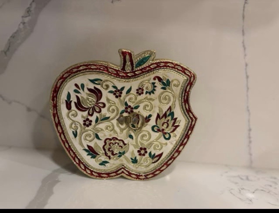 Dry Fruit Serving Storage Box Apple Shape Meenakari Work Gift Item Multipurpose