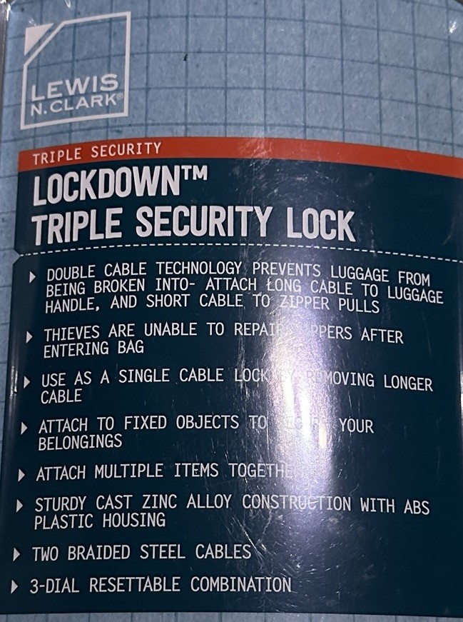 Lewis N. Clark Triple Security Lock - Resettable Combination Lock, Black, TSA80