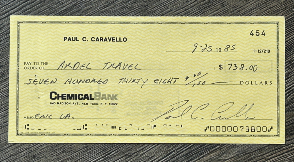 KISS Eric Carr Signed Personal Check 1985 Autograph Asylum Era Vintage Kiss