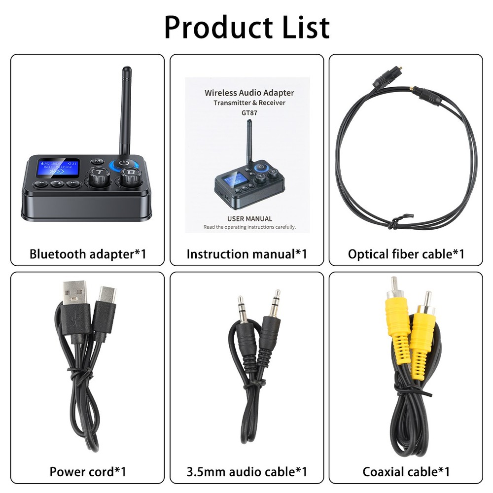 Wireless Bluetooth 5.3 Transmitter Receiver Audio HiFi Music Adapter AUX To RCA