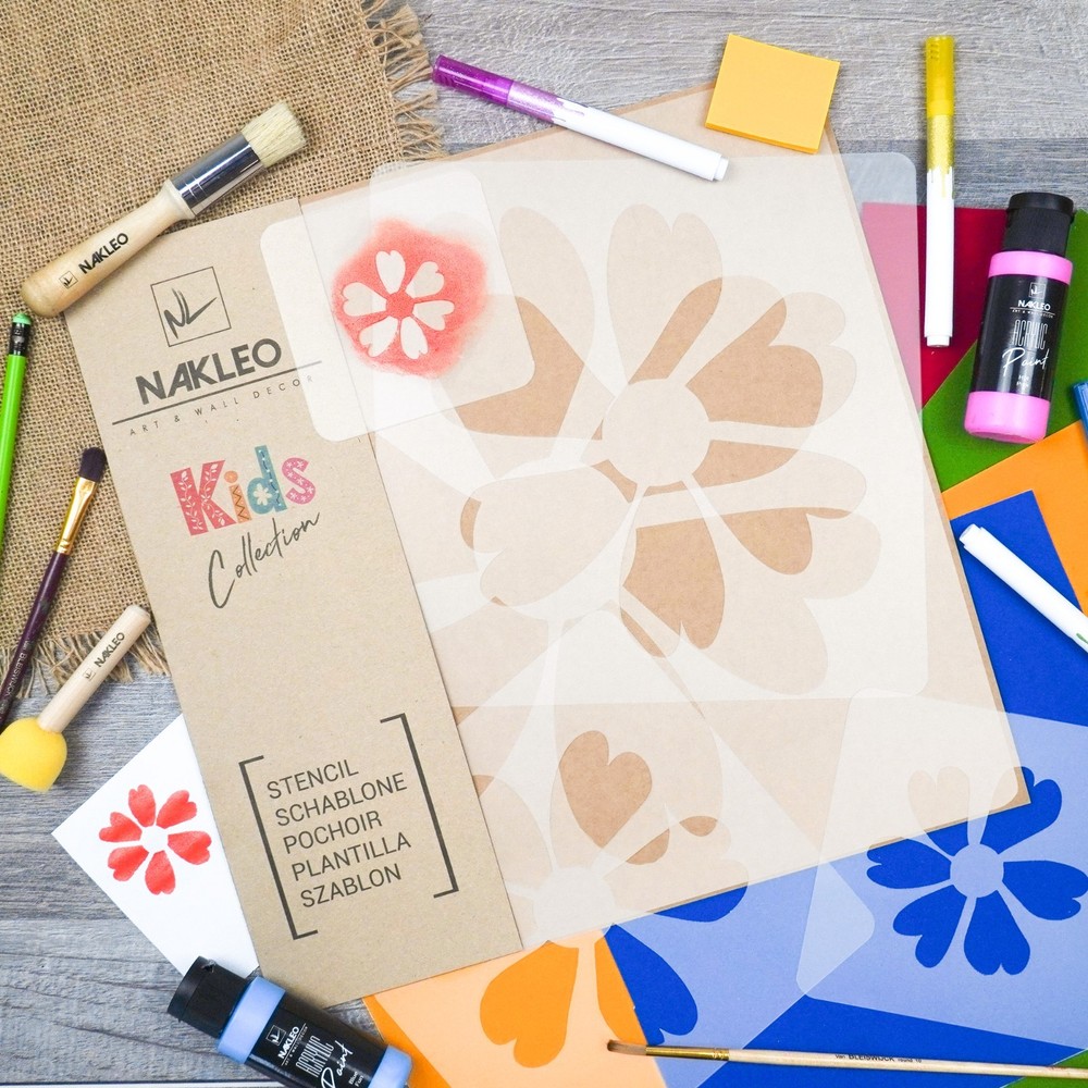 KIDS Reusable Plastic Stencils (5 pcs) // FLOWER #2