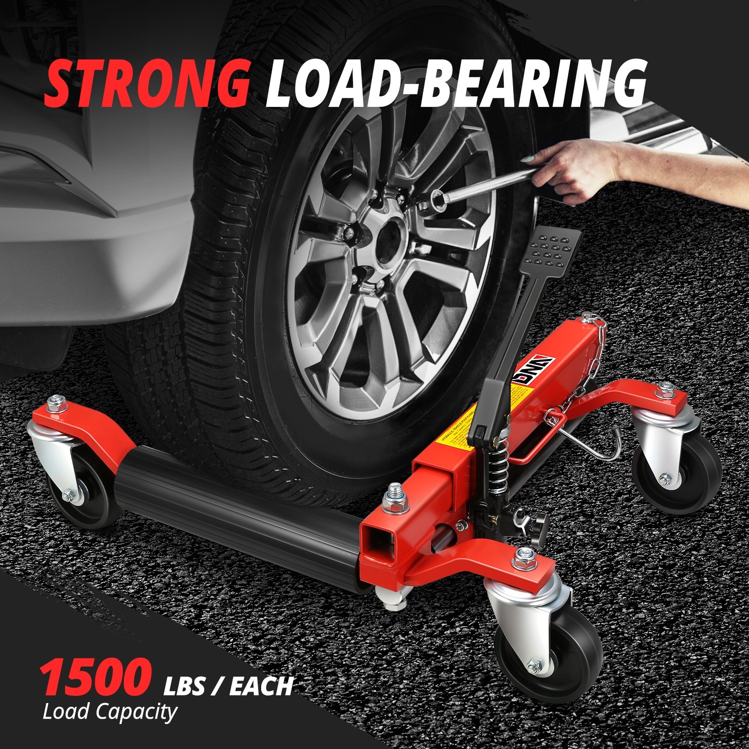 1500 lbs 12'' Car Wheel Tire Dolly Hydraulic Jack Set w/ Ratchet Foot Pedal 2Pcs