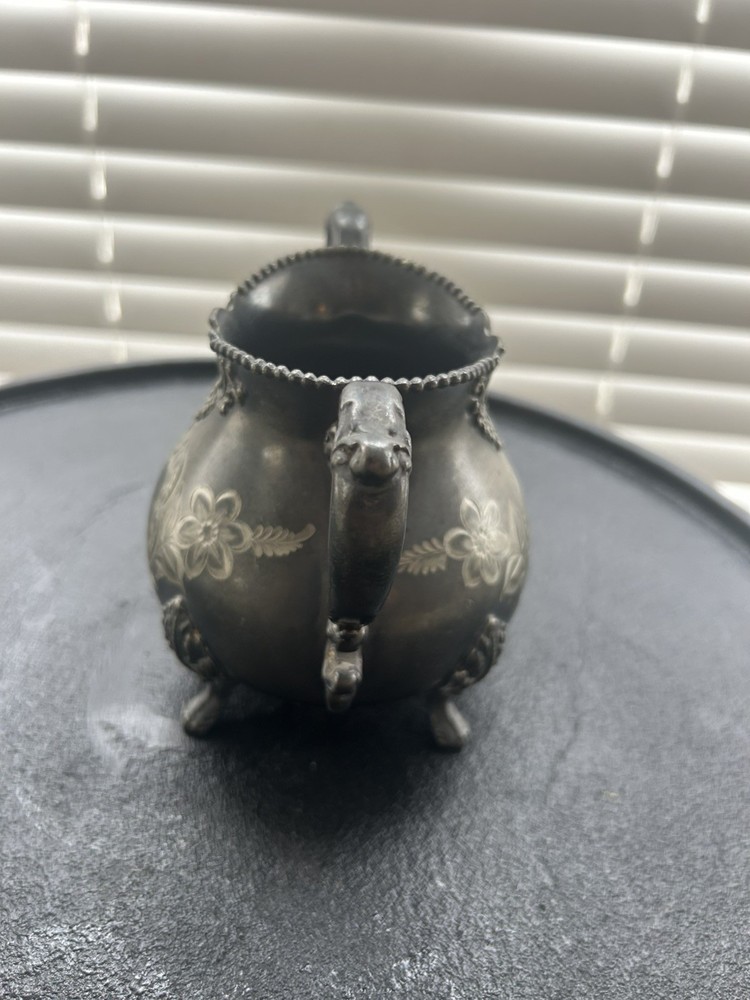 Vintage Engraved Silver Plated Sugar Bowl - Double Handle