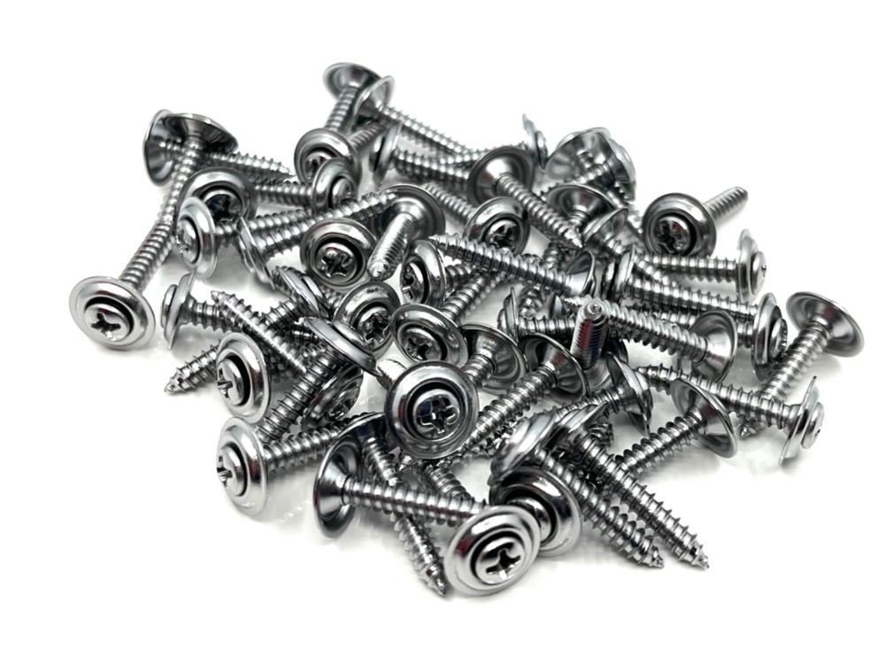 50 pcs #8 x 1” with #6 phillips oval head chrome finish washer panel screws GM