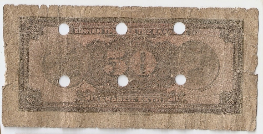 Greece 50 drachmai 1927 Canceled