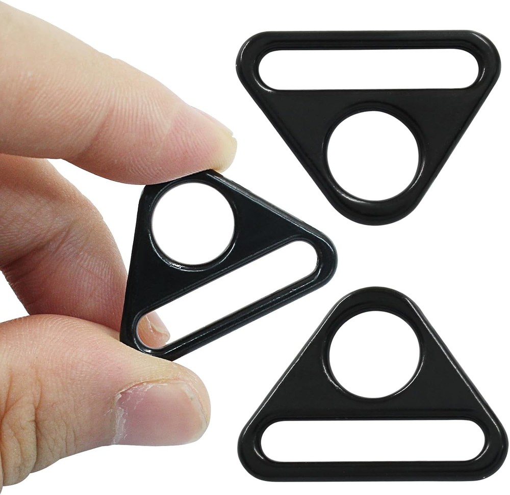 12 Pcs Black Metal Triangular Buckles D-Ring 2" Webbing Strap DIY Accessories