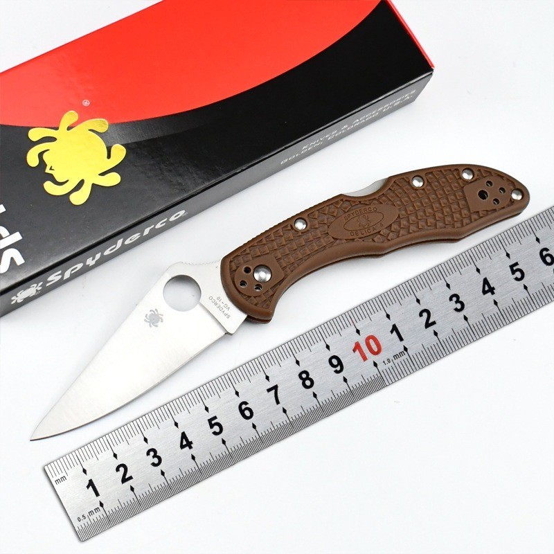 Spyderco Delica 4 Plain Edge Folding Knife C11 Black - New Read Description