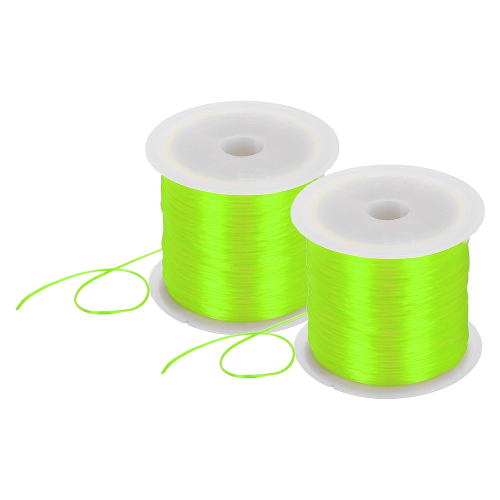 2 Rolls Elastic String for Bracelets, 1mm Stretch Fluorescent Green, 100m