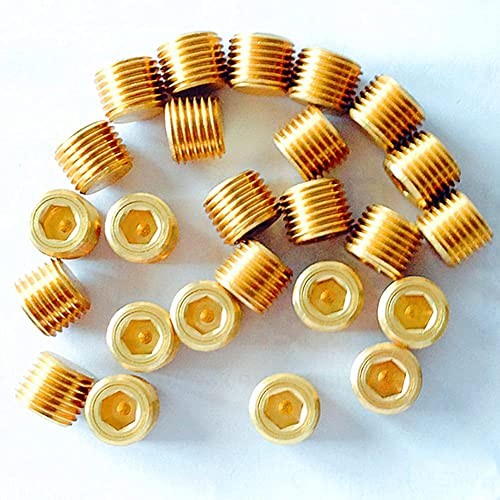 1" NPT Plug Brass Pipe Fitting, Counter sunk Thread Internal Hex 1inch 3 Pcs