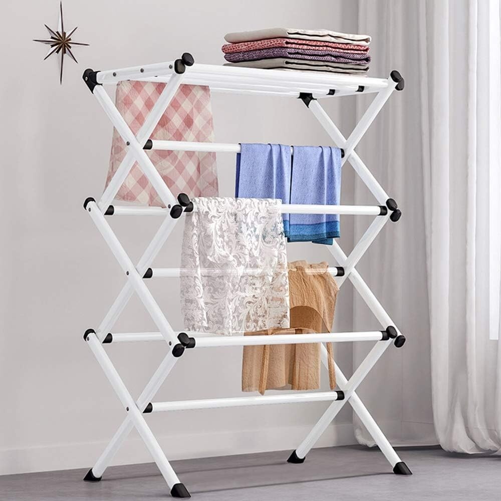 Energy-Saving Collapsible Clothes Drying Rack with Rust-Resistant Chrome Finish