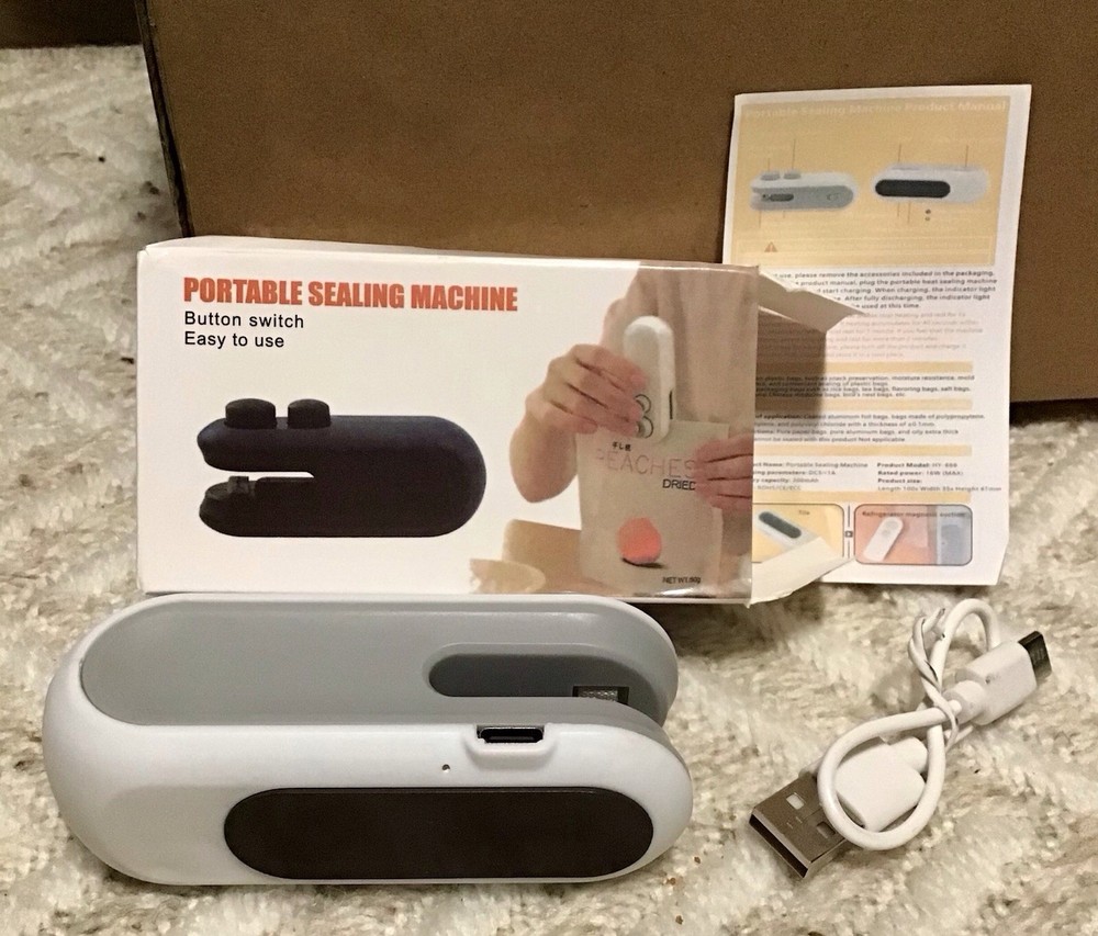 NIB Portable Sealing Machine & USB Charging Cord