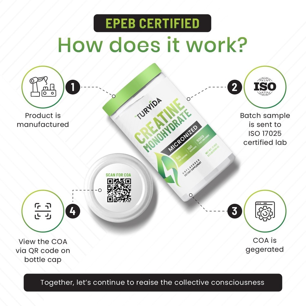 500g Creatine Monohydrate – Lab Tested, QR Code Verified, Unflavored