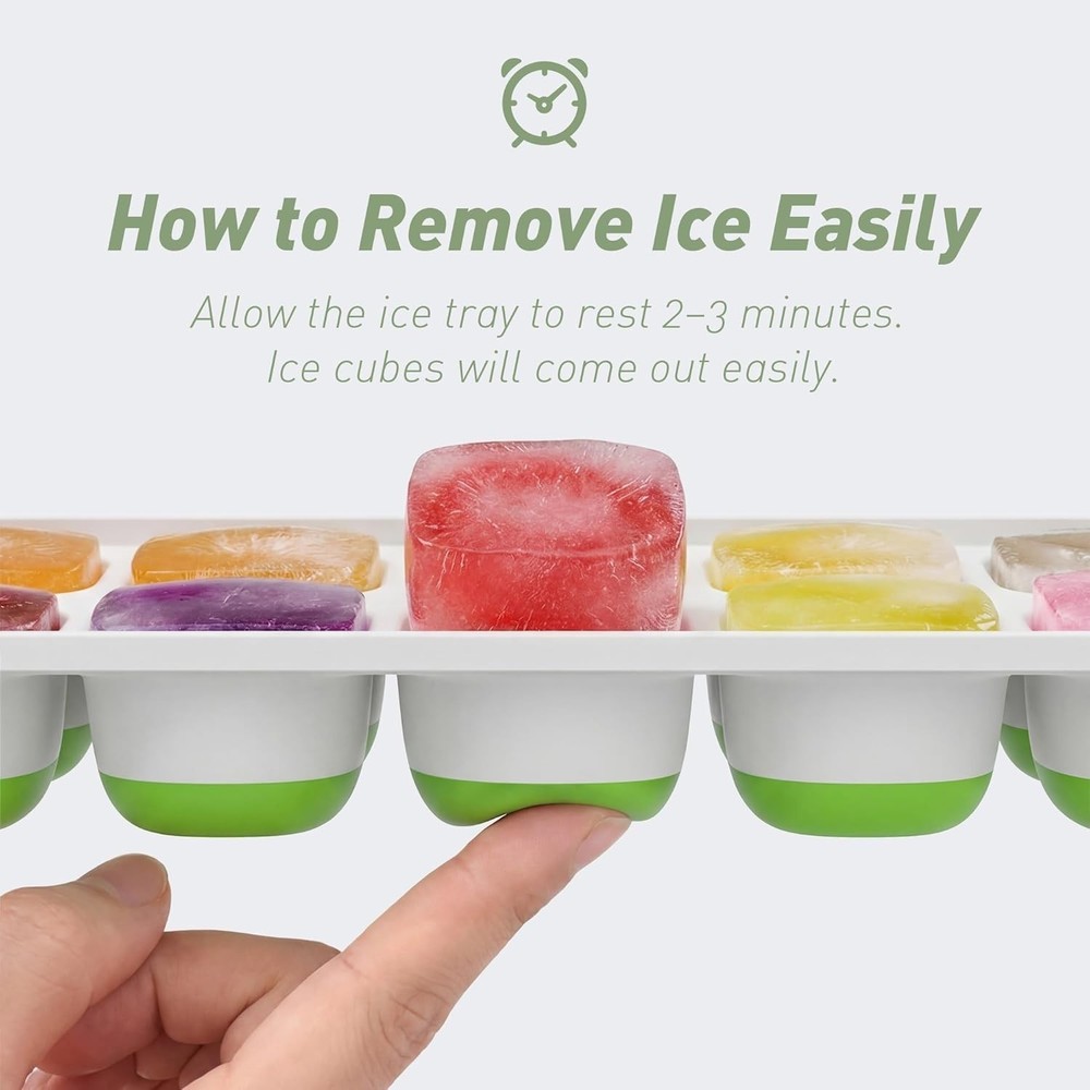 Ice Cube Tray with Lid, 4 Pack Durable Stackable Ice Cube Trays for Freezer with