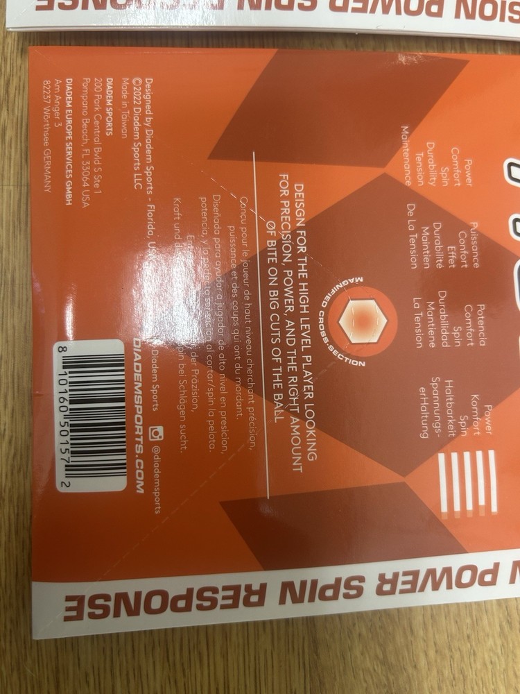 Diadem Pro X 16 Performance Tennis String - Orange - Hex Shape - TWO PACK!!!