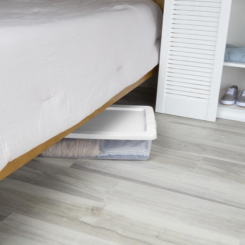 Clear Stackable Storage Box 28 Qt Household Organization Under Bed Storage