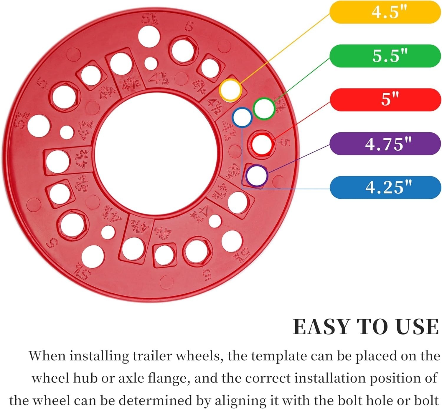 2 Pack Wheel Bolt Pattern Measuring Tool,5 Lug Template Gauge for 5/6/8 Hole ...