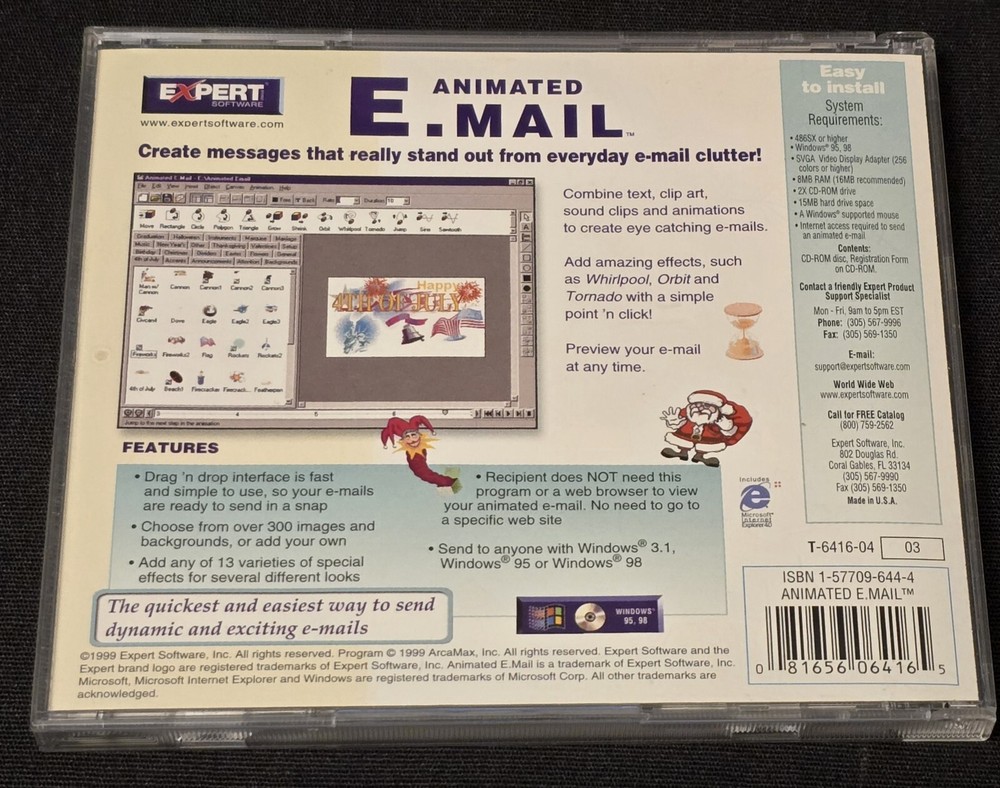 Animated E-mail Vintage Expert Software 1999 CD ROM - Windows 95, 98 💿
