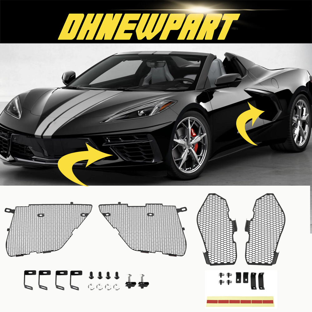 For Corvette C8 Z51 20-2024 Side Intake Mesh Grille +Front Grill Radiator Guard