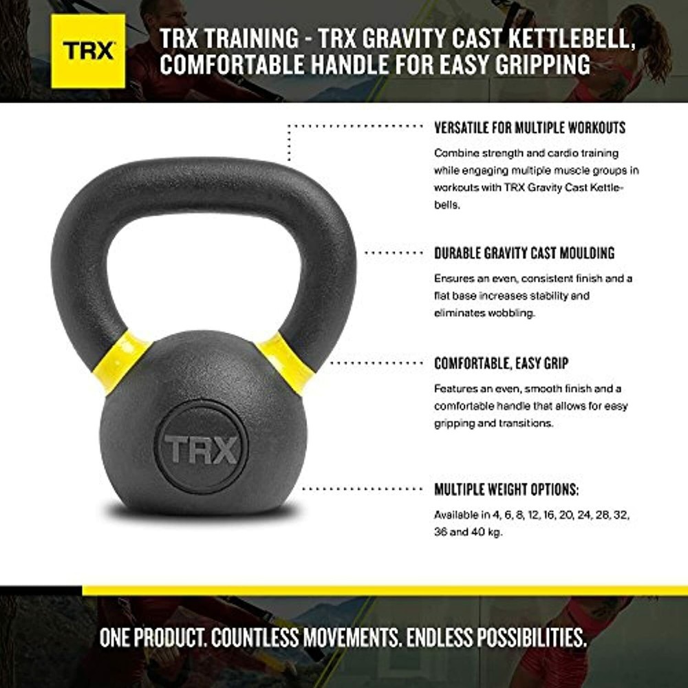 TRX Training Kettlebell, Gravity Cast with a Comfortable Ergo Handle ( 20 KG ).