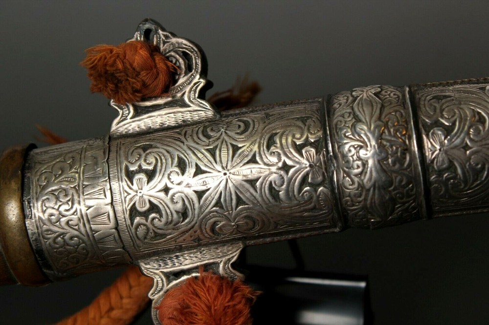 Very fine Middle Eastern dagger scabbards with silver and brass decor.19thc JJ13