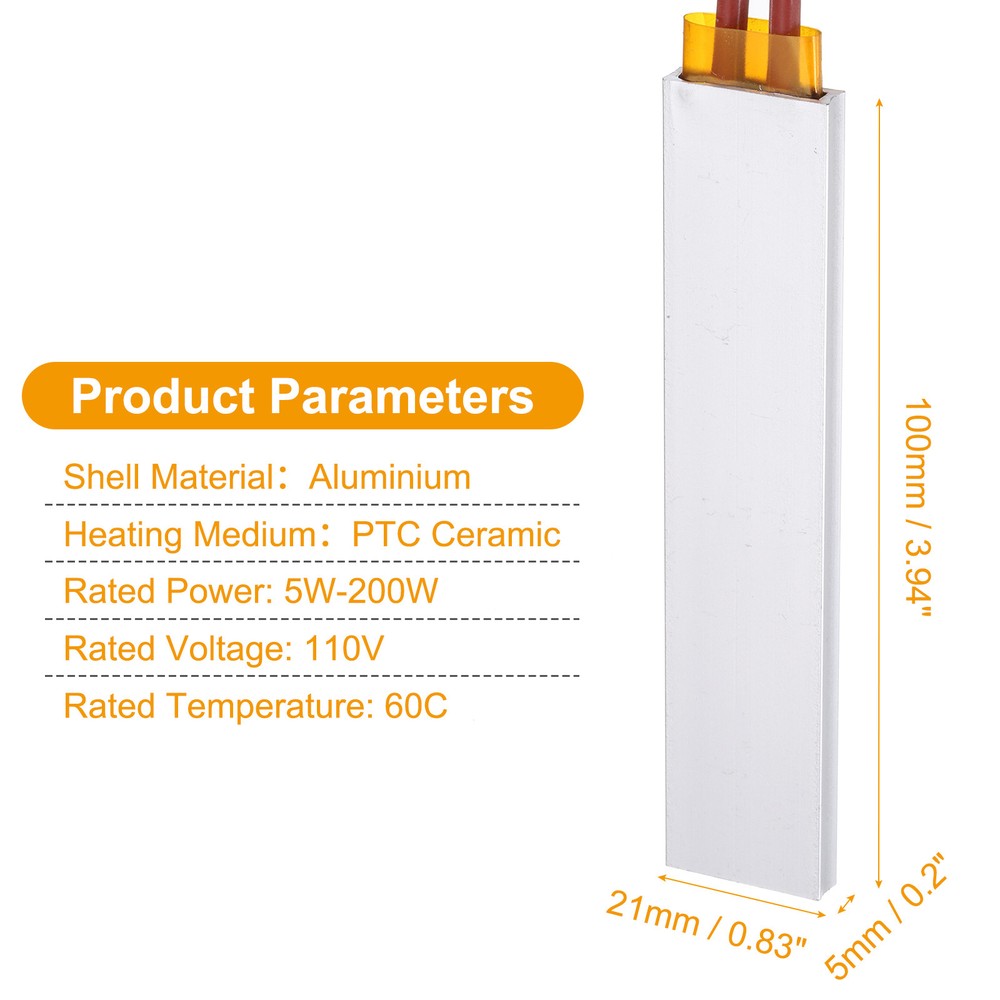 2 Pcs PTC Heating Element, 110V 5W-200W 60C PTC Heating Plate