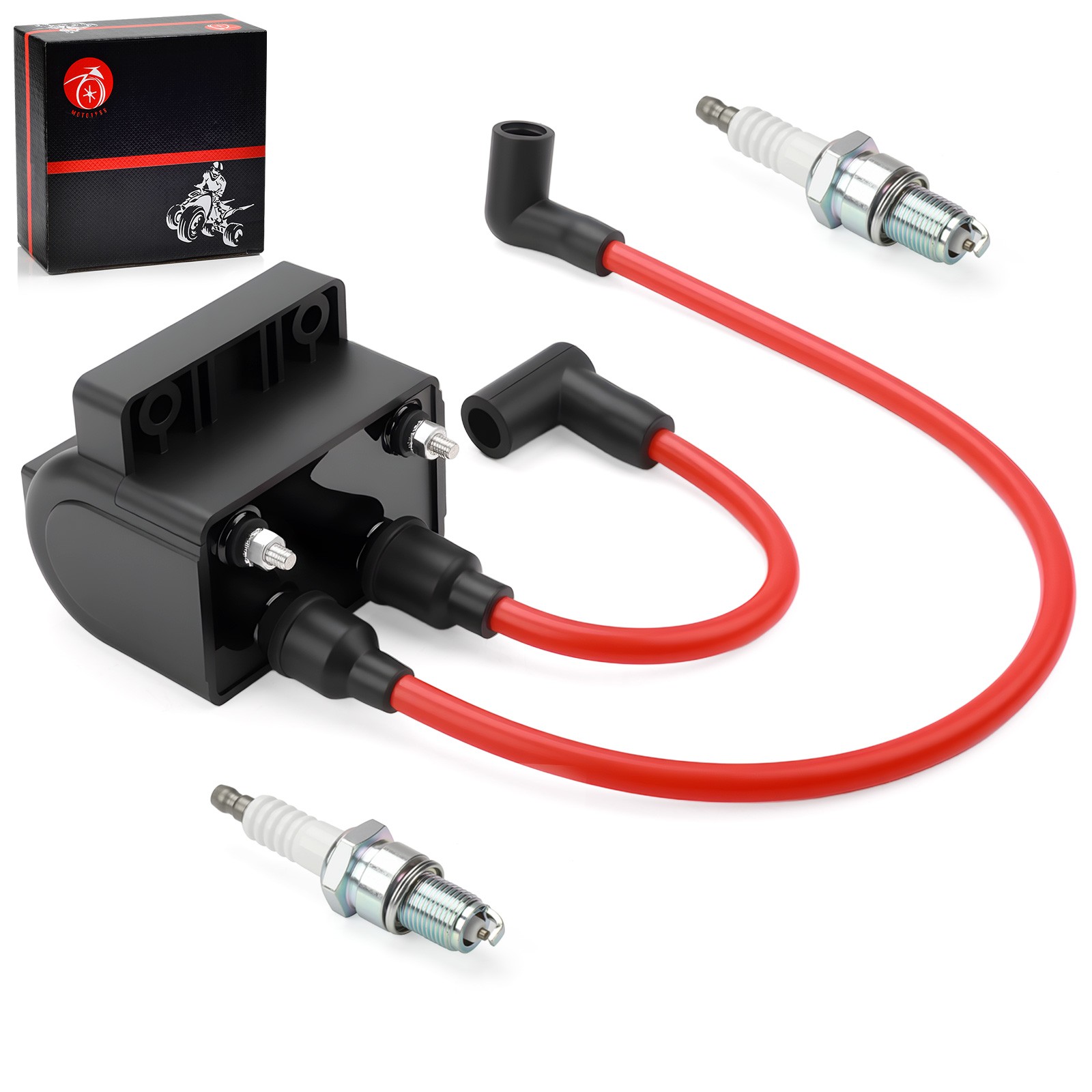 Ignition Coil + Spark Plug Wire Cap for Softail Custom FXSTC FXST 1985 1986-1999