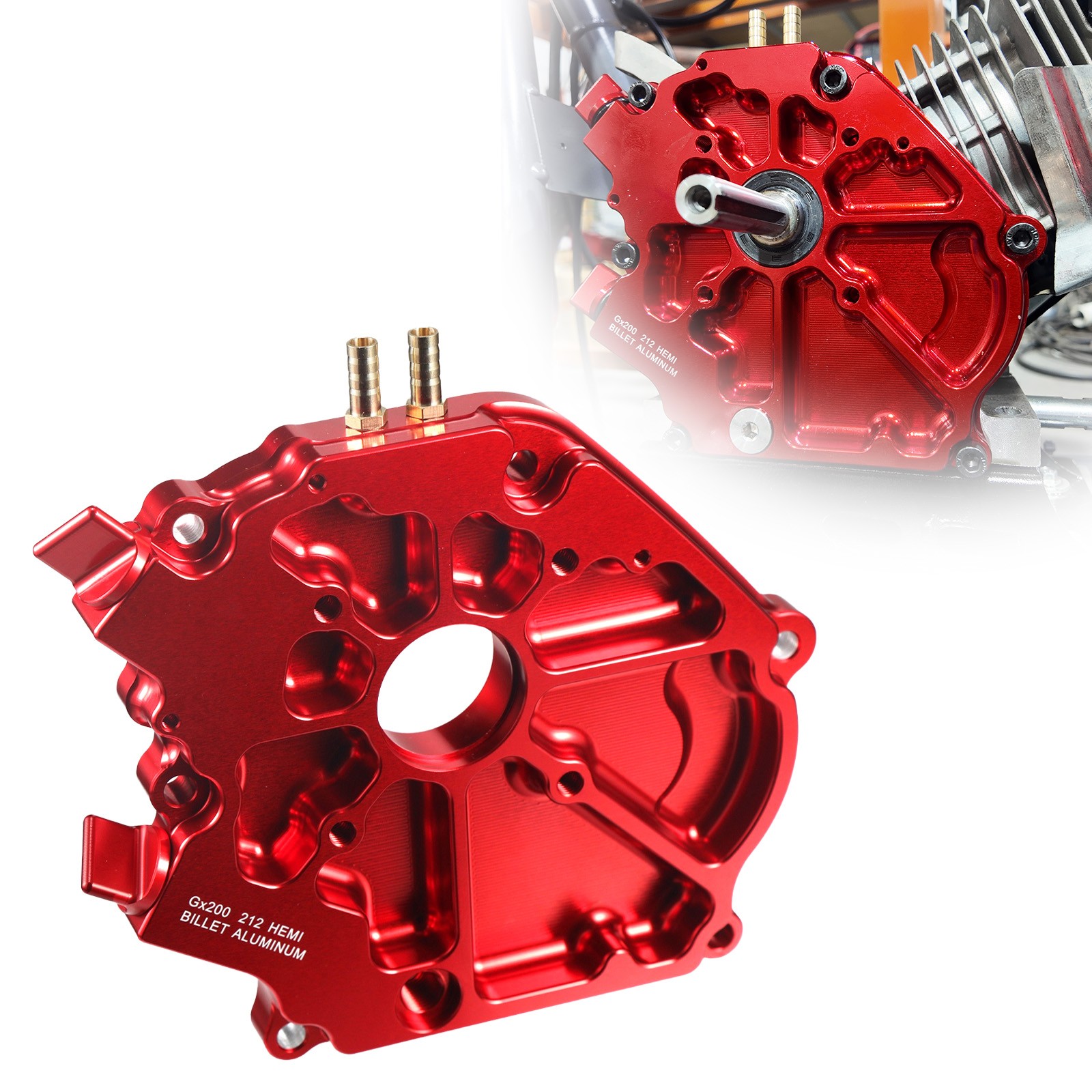 Dual Bearing Billet Side cover For GX200 196 Predator Hemi,Ghost,212 and 224 Red