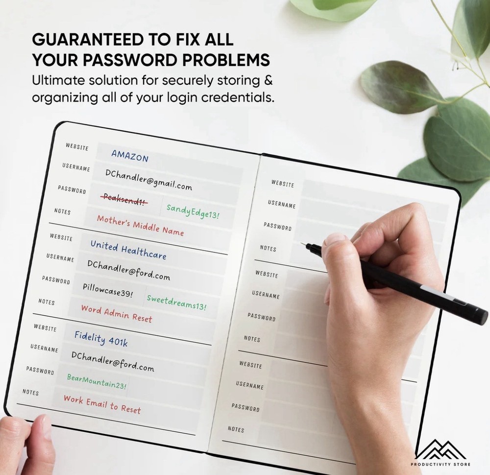 Password Book Max Medium Pink 5x8”