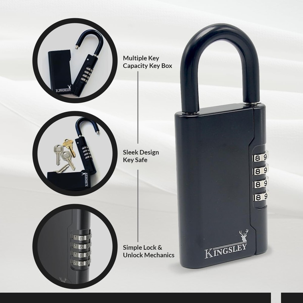 Multi-Key Capacity Portable Lockbox with Resettable Combination - 10,000 Codes